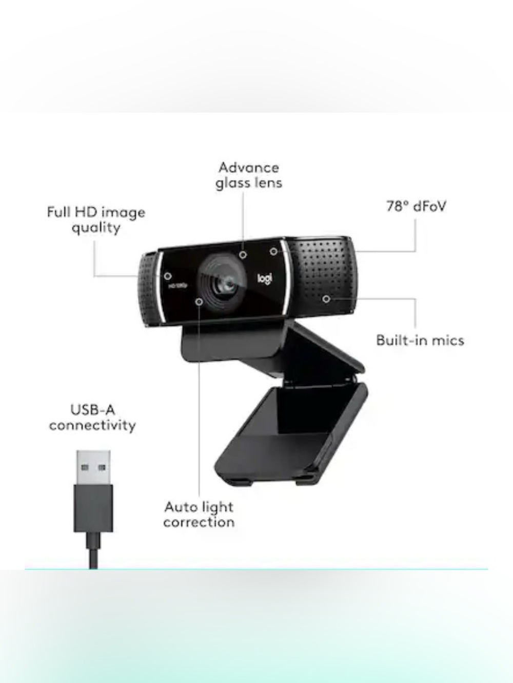 Logitech - “C922 Pro Stream Webcam ” Video Streaming, Recording & Video Calling - Picture 7 of 16
